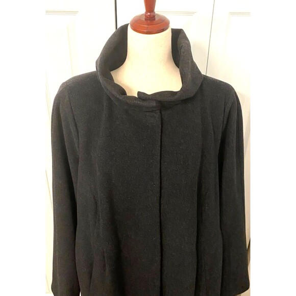 MARINA RINALDI Women's 27 US 18W WOOL CASHMERE Long Coat Jacket Dark Gray Trench - Picture 6 of 11